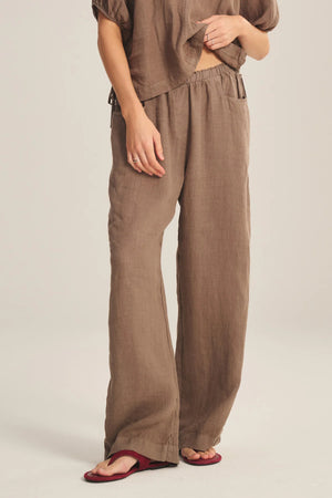 VELVET linen trousers "GINI05" shadow