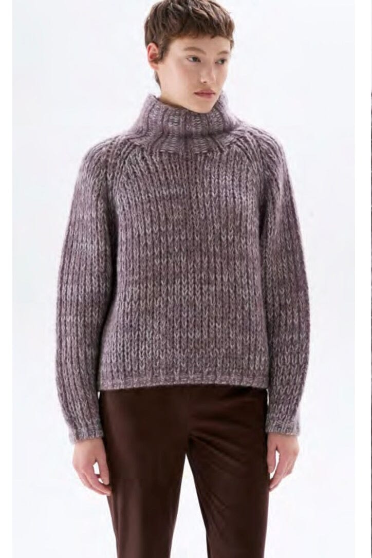 FFC Stehkragen Pullover  "14057" chiné aubergine