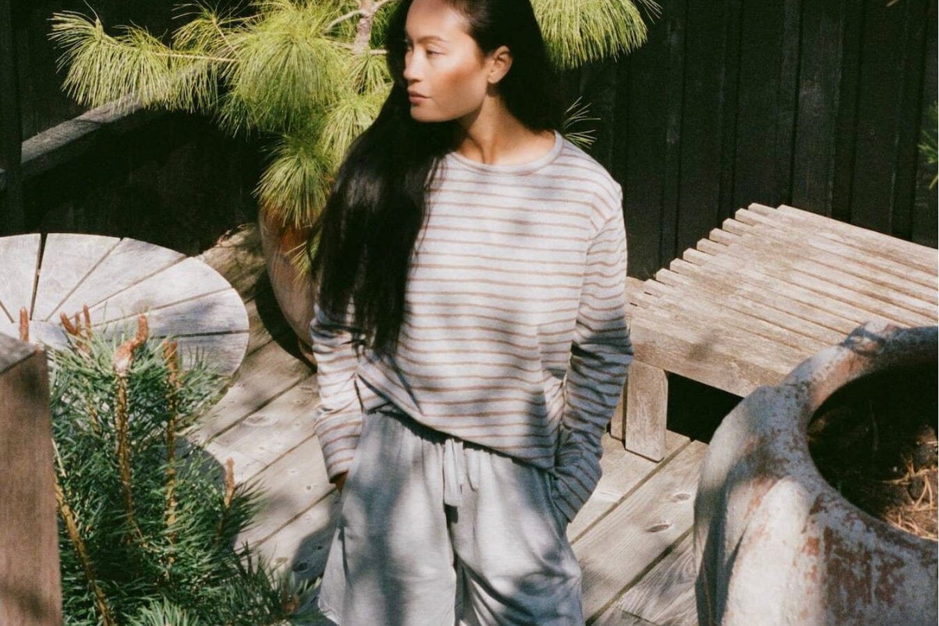 RABENS SALONER T-Shirt "Hila" stripe grau/sand