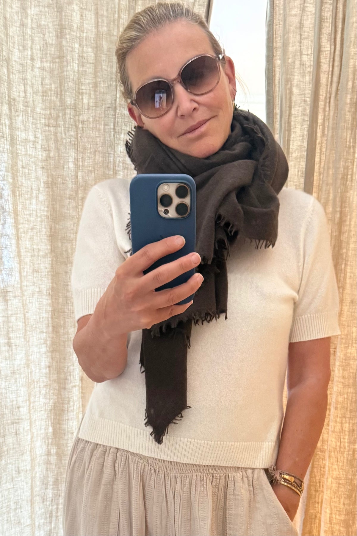 Choice by Réjane Rosenberger cashmere scarf gray méliert (MS-70027)