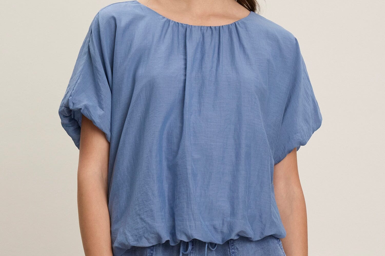 VELVET Baumwoll/Seidenbluse "VITTA" azzura (C)