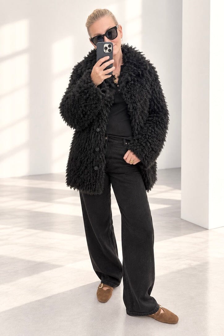 OAKWOOD Fake Fur Jacket "KIWI" schwarz