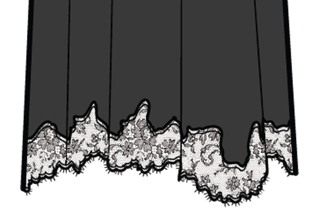 VELVET verwaschener Seidenjupe "KRISTIN" mit Lace schwarz