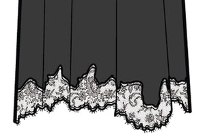 VELVET verwaschener Seidenjupe "KRISTIN" mit Lace schwarz