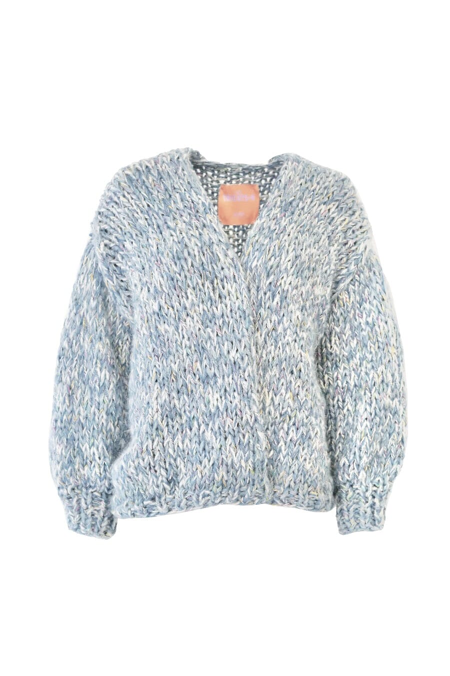 TRICOT D'O handgestrickter Cardigan hellblau chiné