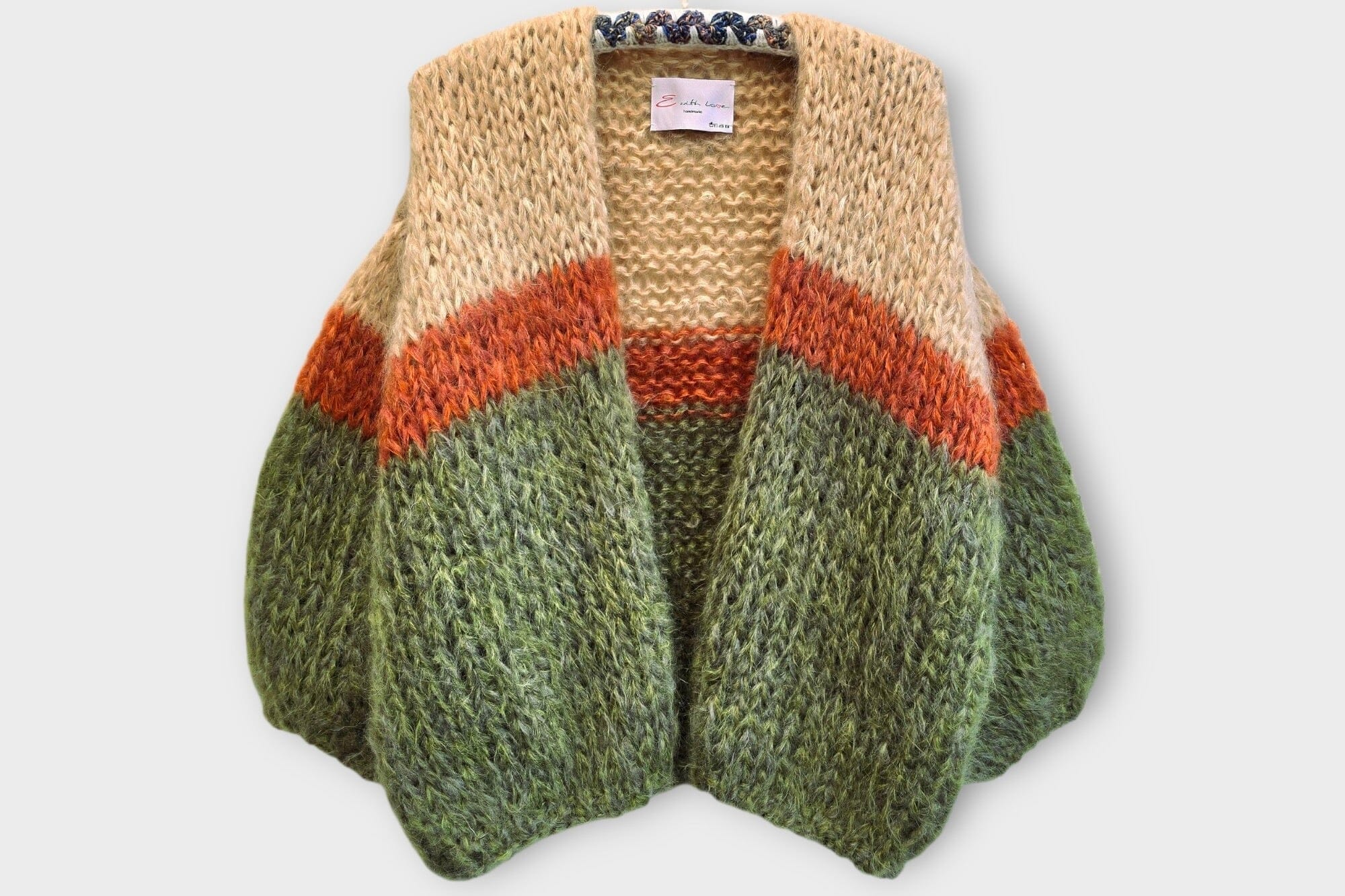 E WITH LOVE Handknit Jacke "SAMIA" oliv