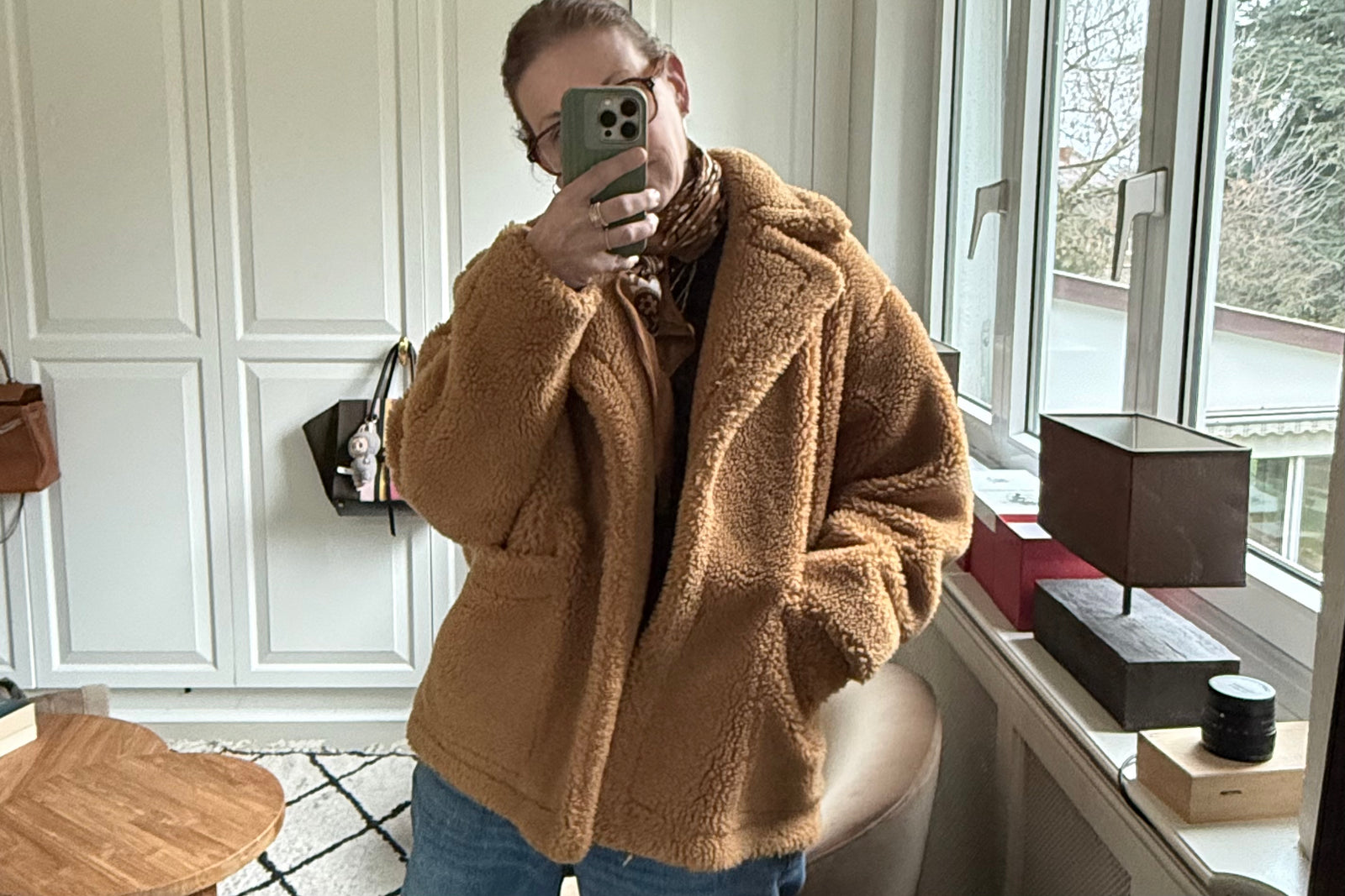 STAND STUDIO Fake Fur Jacke camel - Gr. S