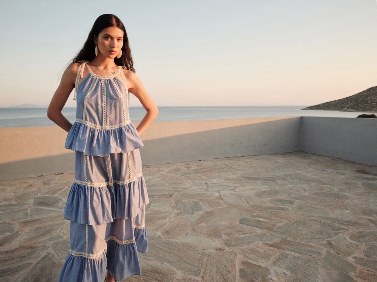 DEVOTION Baumwollkleid "MIRAGE" chamgray blau