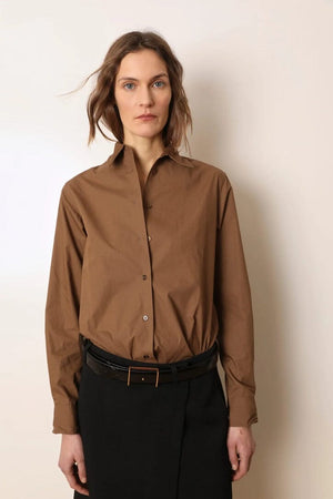 LAURENCE BRAS Baumwollbluse "CHIARA" brown cinnamon