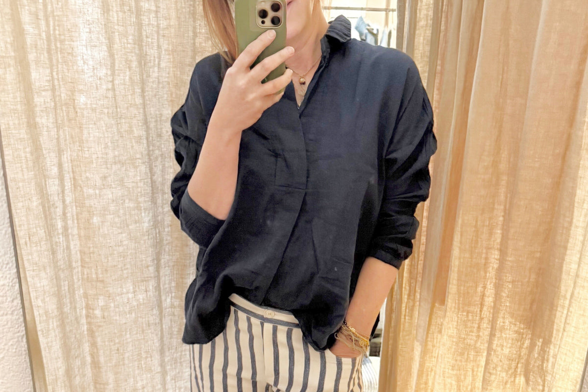 RABENS SALONER  Baumwollbluse "JOJO" navy