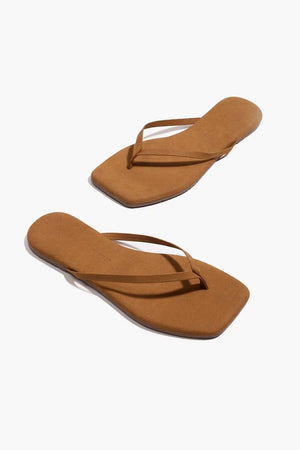 TKEES Wildleder Flip Flop "SQUARE" camel