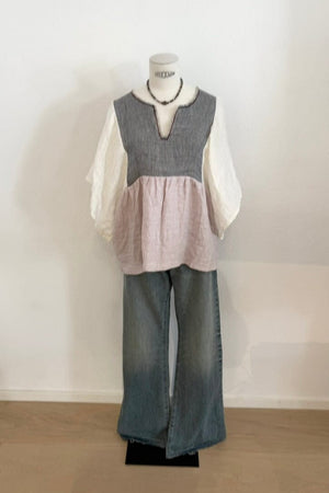 NINA LEUCA Baumwoll/Leinenbluse "ESTELLE" flieder