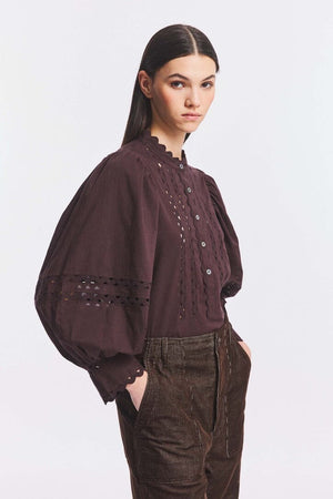 ANTIK BATIK Baumwollbluse "Romina" braun