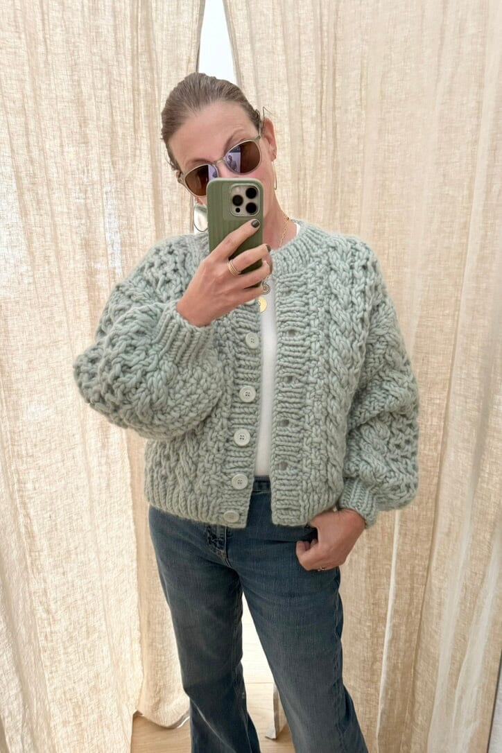 I LOVE MR MITTENS Chunky Wool "HONEY" Bomber sea foam