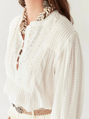 MAISON HOTEL Baumwollbluse "SABINE" pearl