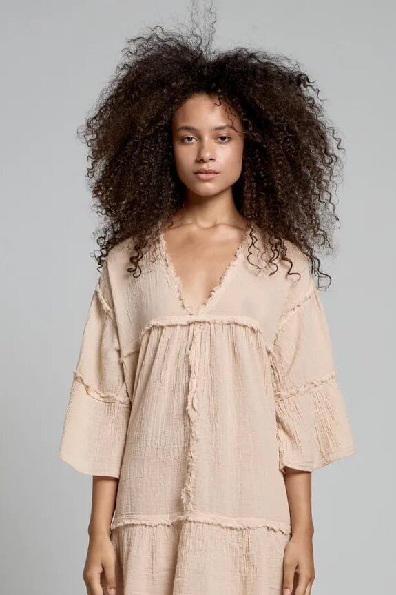 CHRISTIAN ZEN Baumwolltunika "ZINA" Midi rusty