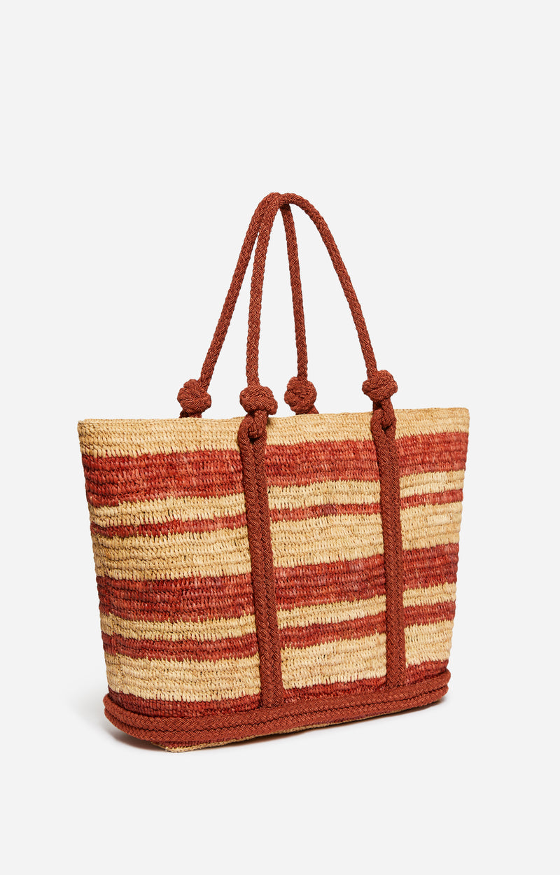 VANESSA BRUNO Raffia Basic Tote Size L brown/sand