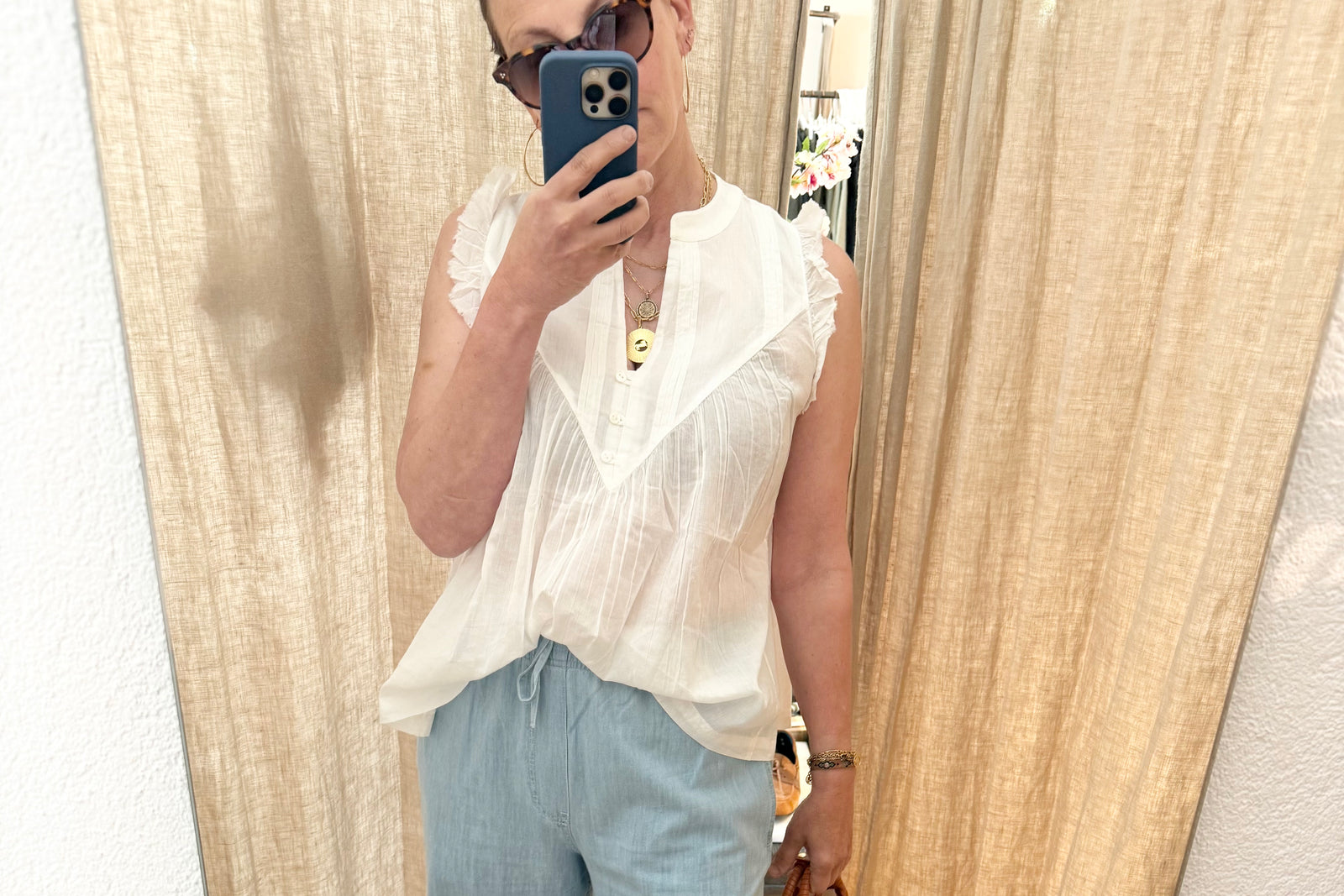 STELLA FOREST Baumwollbluse "GAIA kurzarm "off-white