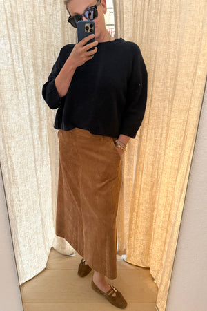 VIA MASINI Velourcord Jupe "GRAZIA" cognac