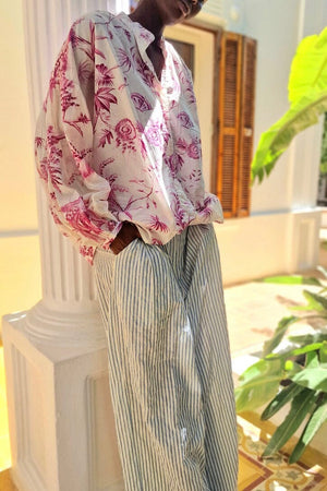 CLARAMONTE Baumwollhose "Paolo" blue stripe