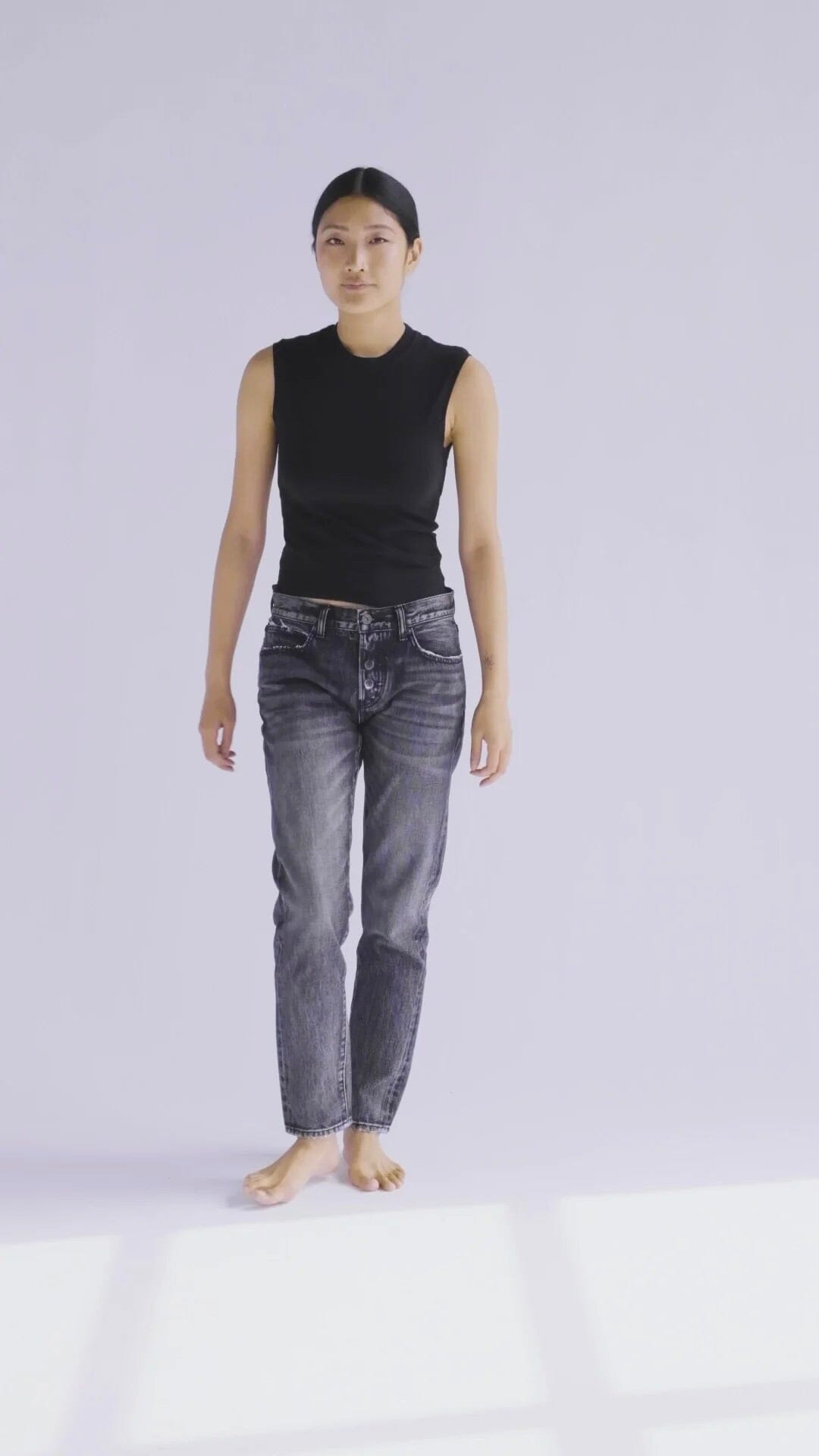 BORO Denim Cropped Jeans "SAPPORO" winter blue washed