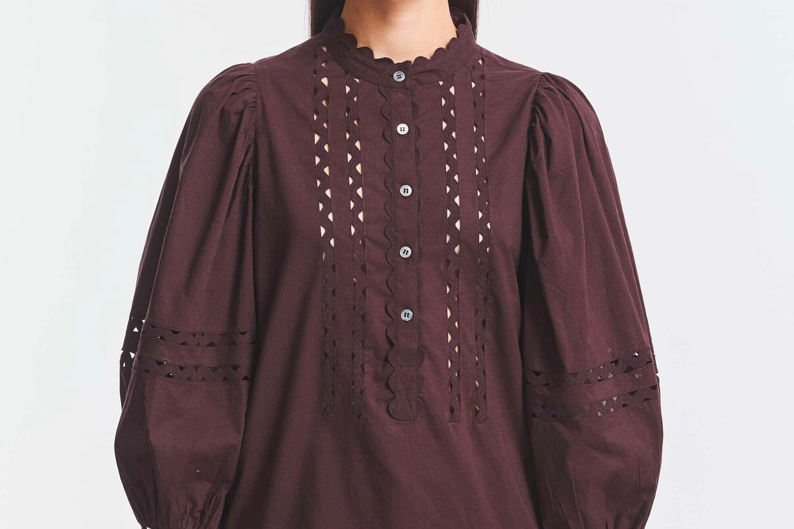 ANTIK BATIK Baumwollbluse "Romina" braun