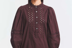 ANTIK BATIK Baumwollbluse "Romina" braun