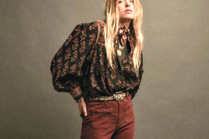 MAISON HOTEL Baumwollbluse "SCARLET" black coffee