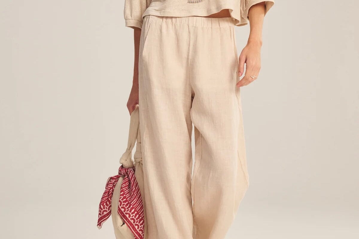 VELVET linen trousers "GINI05" shadow