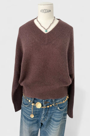 FFC Leichter V-Neck Pullover  "14072 " brown/aubergine