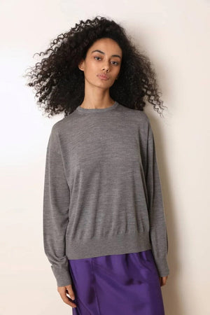 LAURENCE BRAS Feinstrick Sweater "SUNRISE" grey mélange
