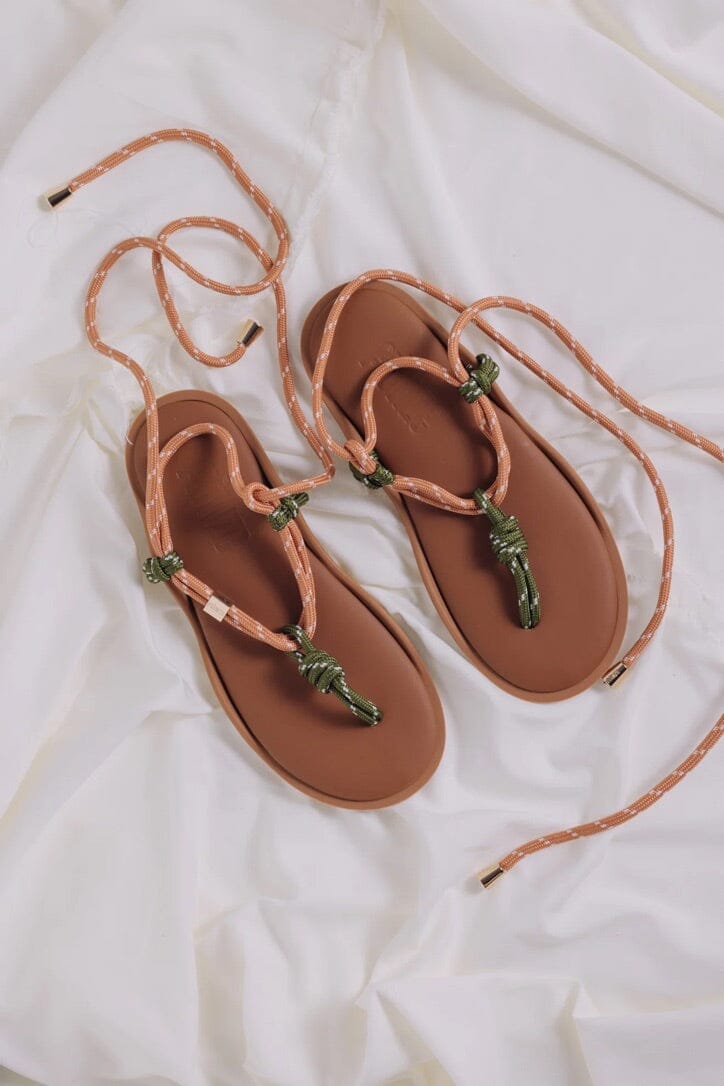FLOWZE Ledersandalen "FLO-TWIN" terracotta/militar