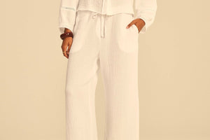 VELVET linen trousers "GINI05" shadow