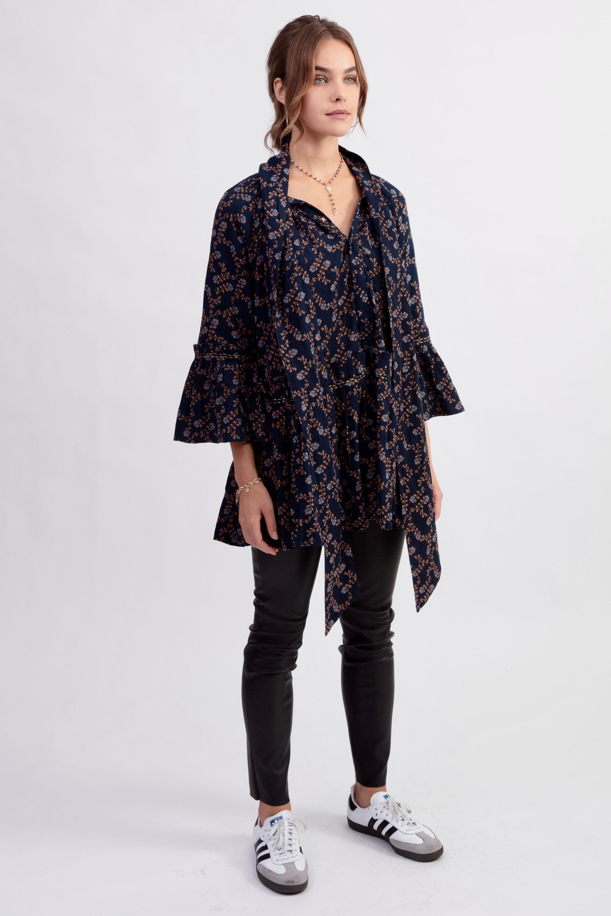 YVONNE S Angelica Blouse "Viola Repeat" midnight