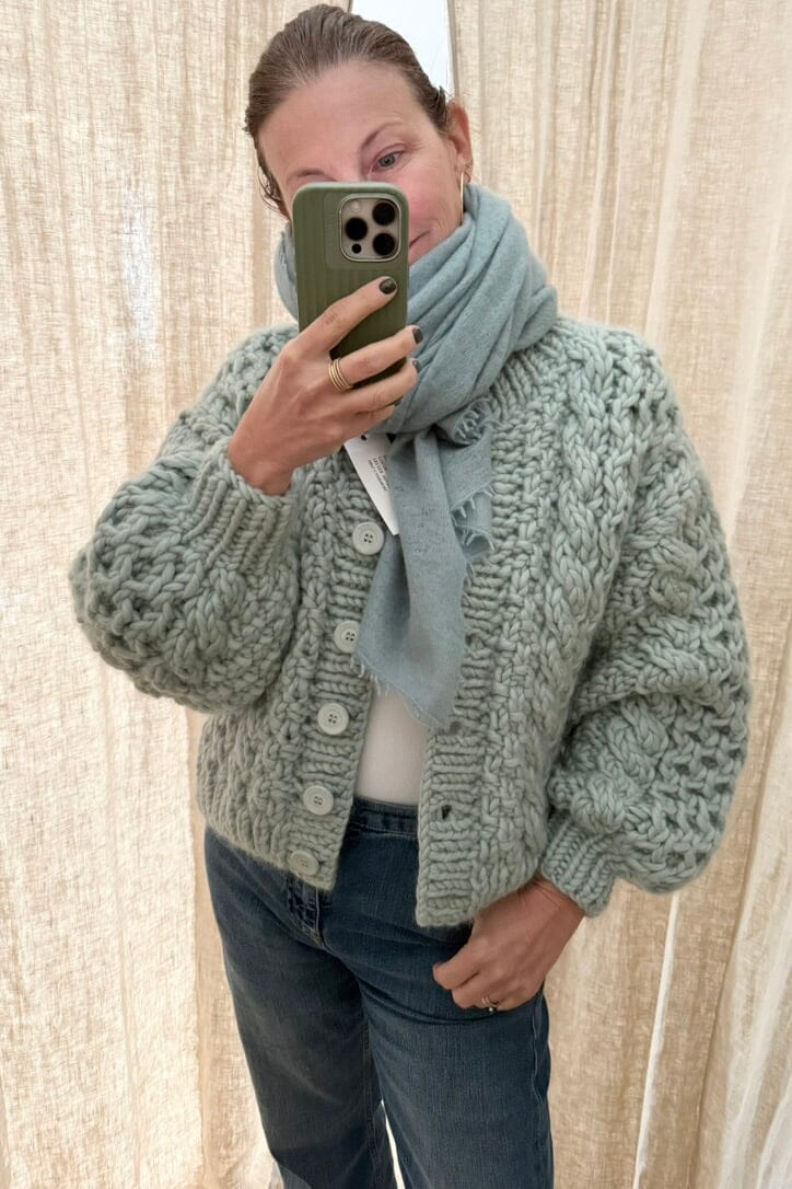 I LOVE MR MITTENS Chunky Wool "HONEY" Bomber sea foam