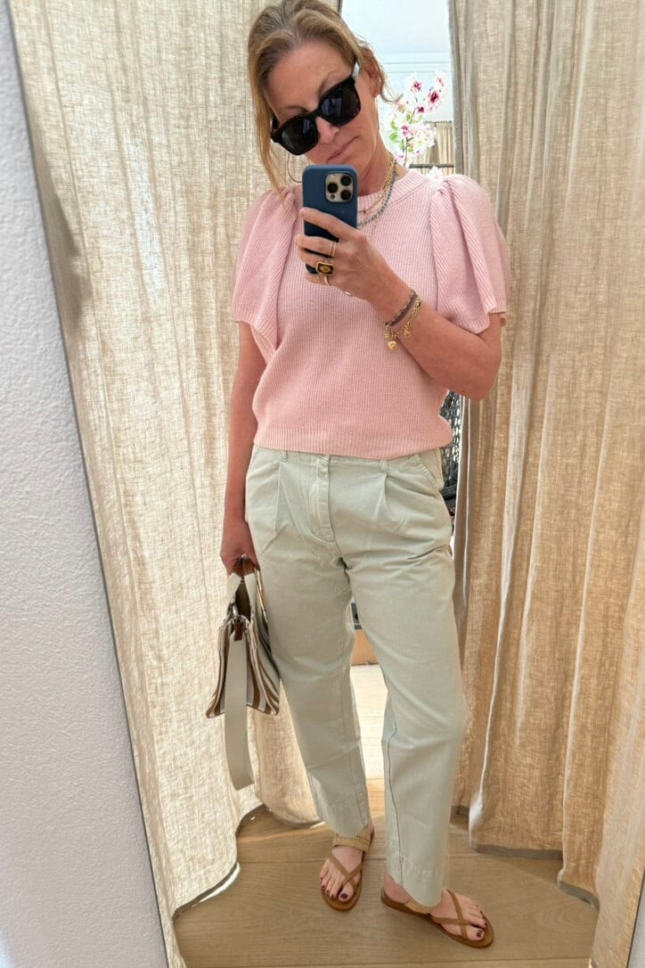 RABENS SALONER cotton trousers "RAINA" cloudy gray