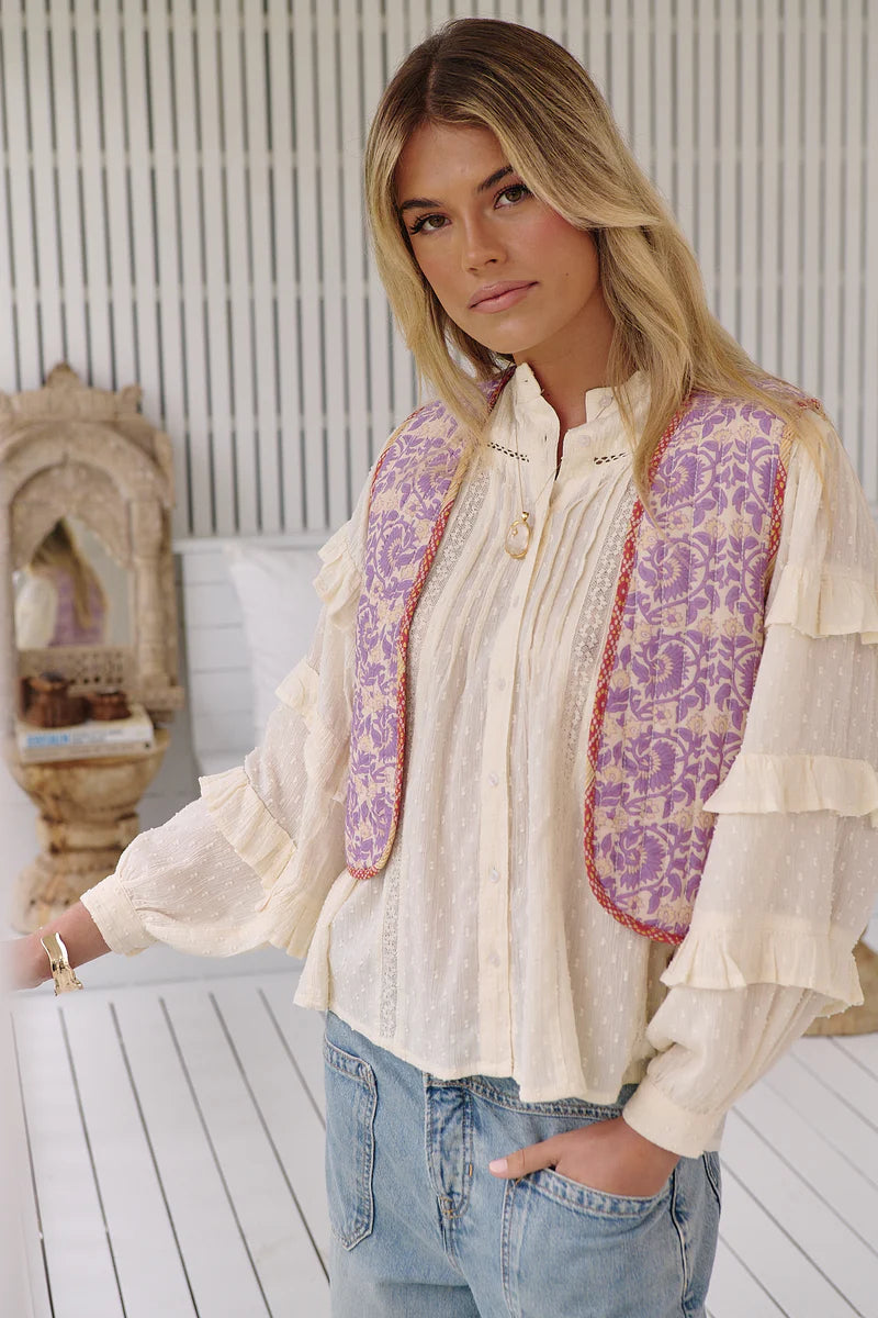 MAISON HOTEL cotton vest "TELMO" purple rain (C)