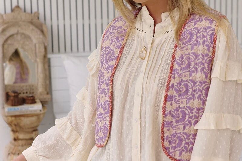 MAISON HOTEL cotton vest "TELMO" purple rain (C)