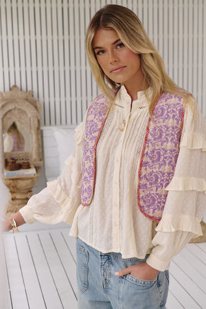 MAISON HOTEL cotton vest "TELMO" purple rain (C)