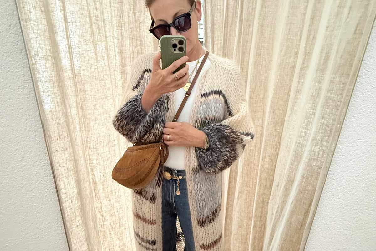 MAIAMI Hand - Strickmantel pearl mélange