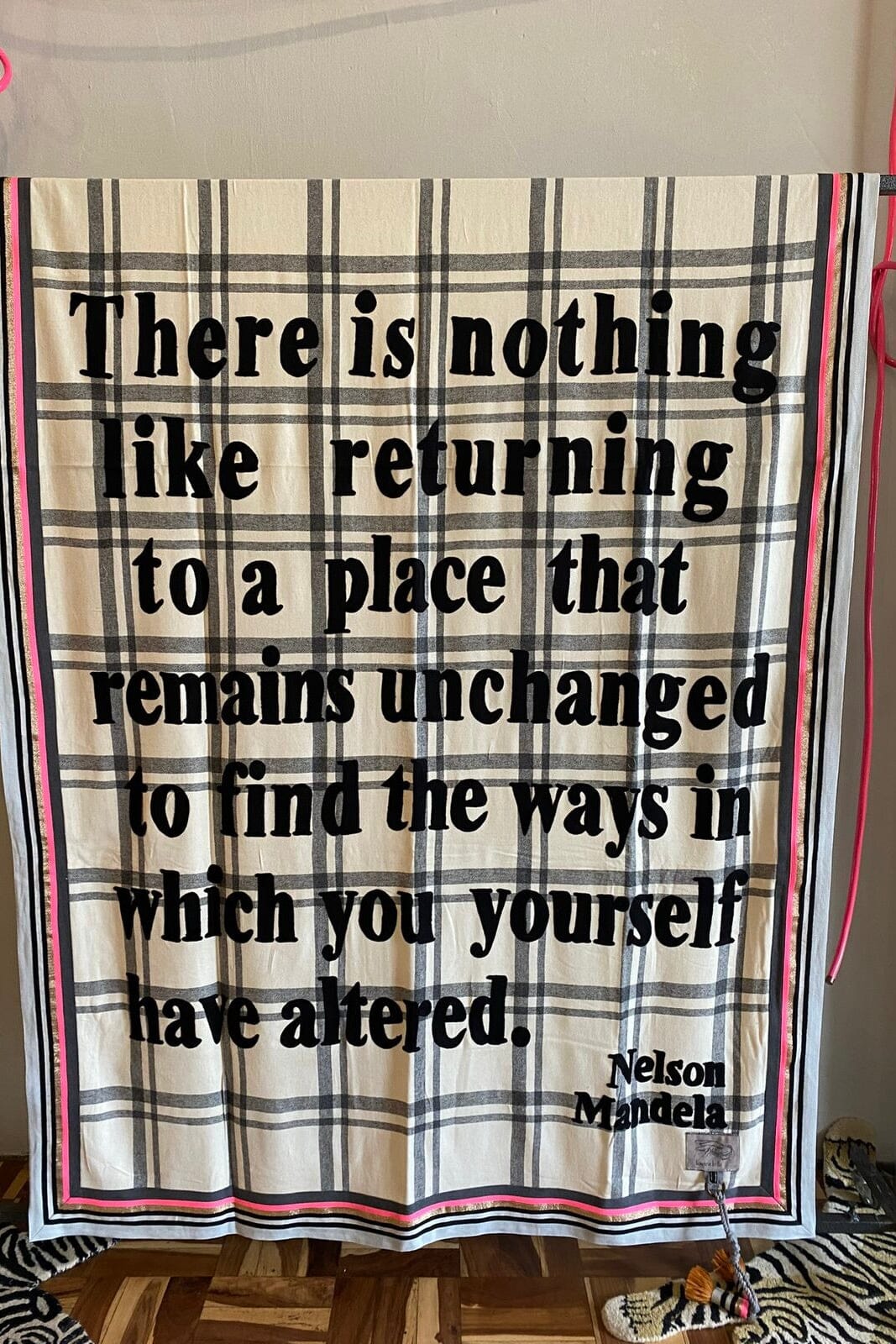 KARIEN BELLE WOOL Plaid "POETRY" off-white/black