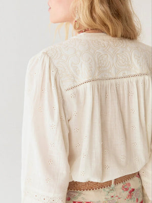 MAISON HOTEL Baumwollbluse "COLETTE" ivory