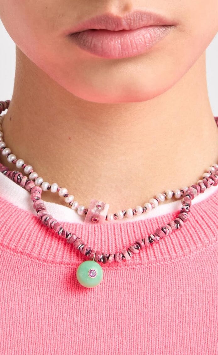 TAMARA TAICHMANN Rhodonite - Steinkette "Amazonite" altrosa