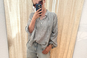CLARAMONTE Baumwollbluse "NAILA" grey stripe