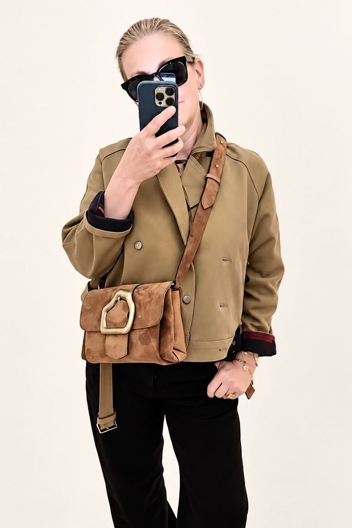 CALAJADE Ledertasche "NAMI" camel suede