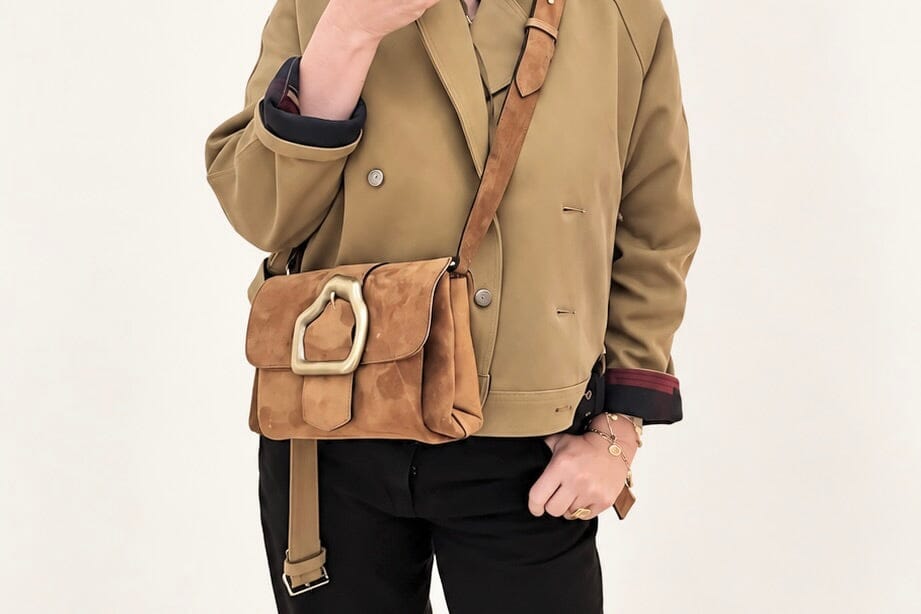 CALAJADE Ledertasche "NAMI" camel suede