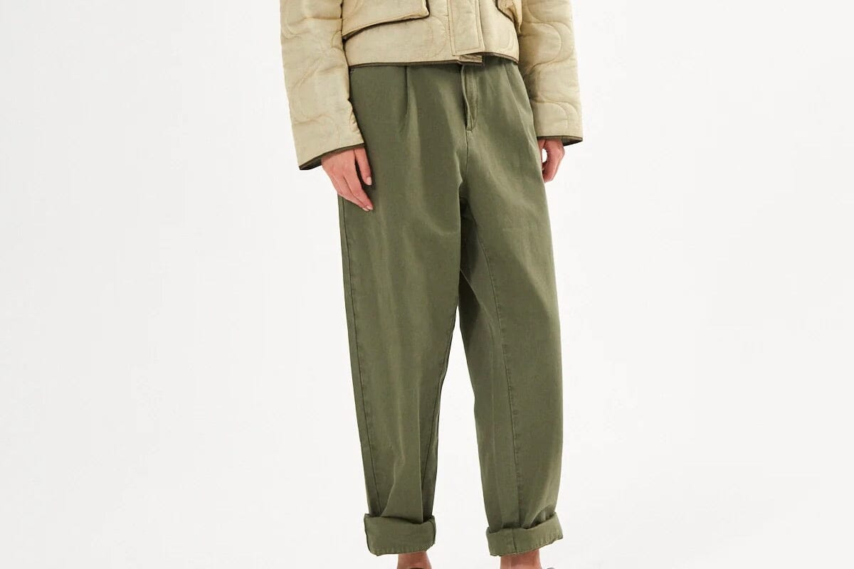 RABENS SALONER Baumwolle Hose "RAINA" deep green