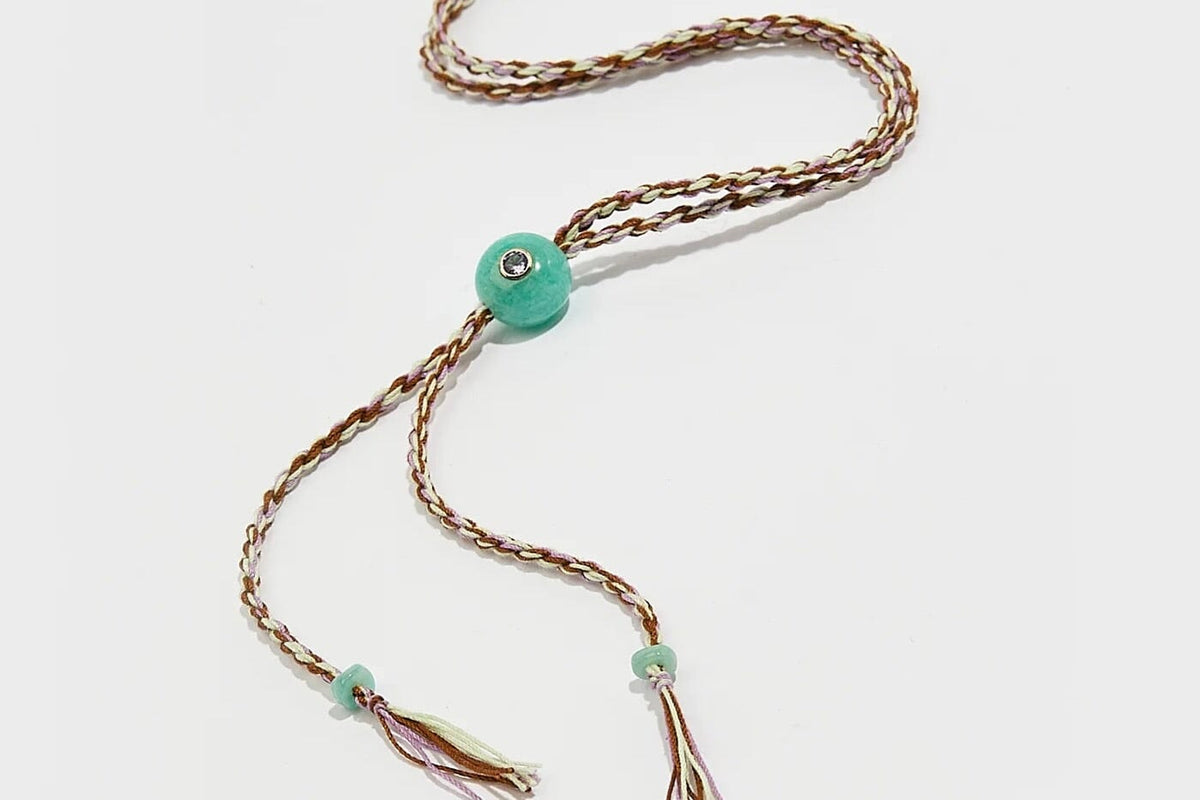 TAMARA TAICHMANN cotton necklace "Scarlett" Amazonite turquoise