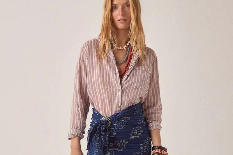 MAISON HOTEL Baumwollbluse "DADA" wine stripe