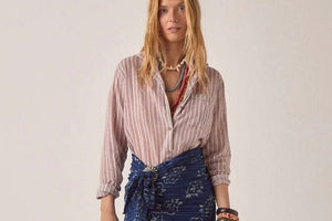 MAISON HOTEL Baumwollbluse "DADA" wine stripe